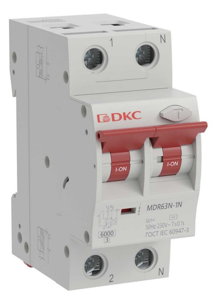 YON max MDR, 1P+N, 30mA, 16A, 6kA, А (MDR63N-1N2C16-A) Автоматический выключатель дифференциального тока