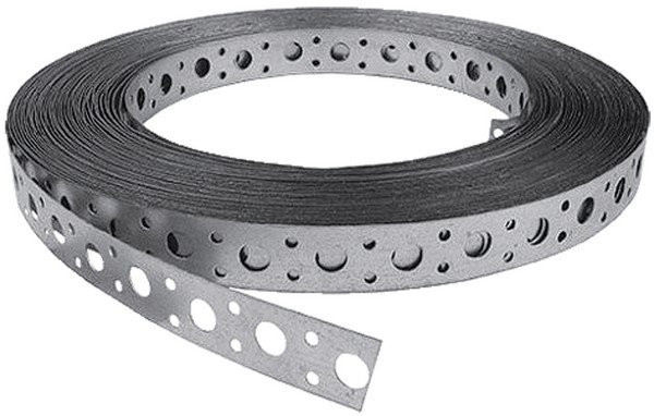 Лента монтажная оцинкованная, перфорированная прямая REXANT 12х0,55 мм, рулон 25 м (07-7112-4) Лента монтажная перфорированная