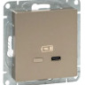 Механизм розетки USB-С, быстрая, шампань Эпика (UP1-SOC-USBCF) Механизм розетки USB