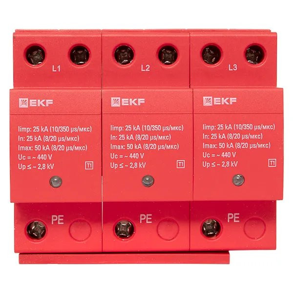 Limp 25kA (10/350μs) 3P класс 1 (spd-t1-3p) Устройство защиты от импульсных перенапряжений