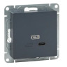 Механизм розетки USB-С, быстрая, графит Эпика (UP1-SOG-USBCF) Механизм розетки USB