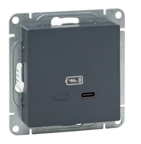 Механизм розетки USB-С, быстрая, графит Эпика (UP1-SOG-USBCF) Механизм розетки USB