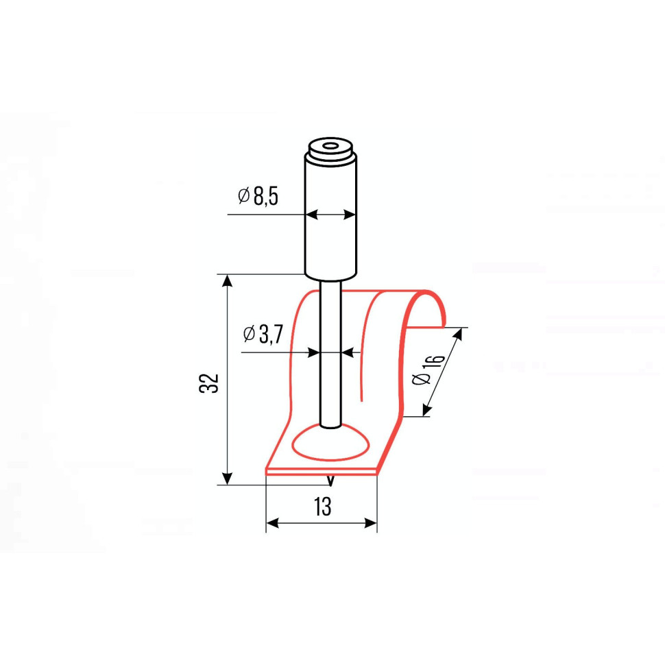 Гвозди монтажные пироксилиновые (гвоздь-скоба 16 мм, красный, 100 шт) FEDAST (FDPA32-16K) Гвозди