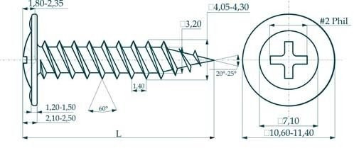 Саморезы 4,2х13 полусфера-прессшайба, цинк (1000 шт) (КИТАЙ/ТАЙВАНЬ) Саморез с полусферической головкой и прессшайбой
