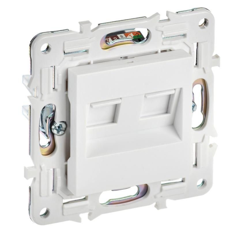 SKANDY Розетка компьютерная двойная RJ45 кат.5E SK-K03W скрытой установки арктический белый (SK-K20-1-K01) Розетка компьютерная