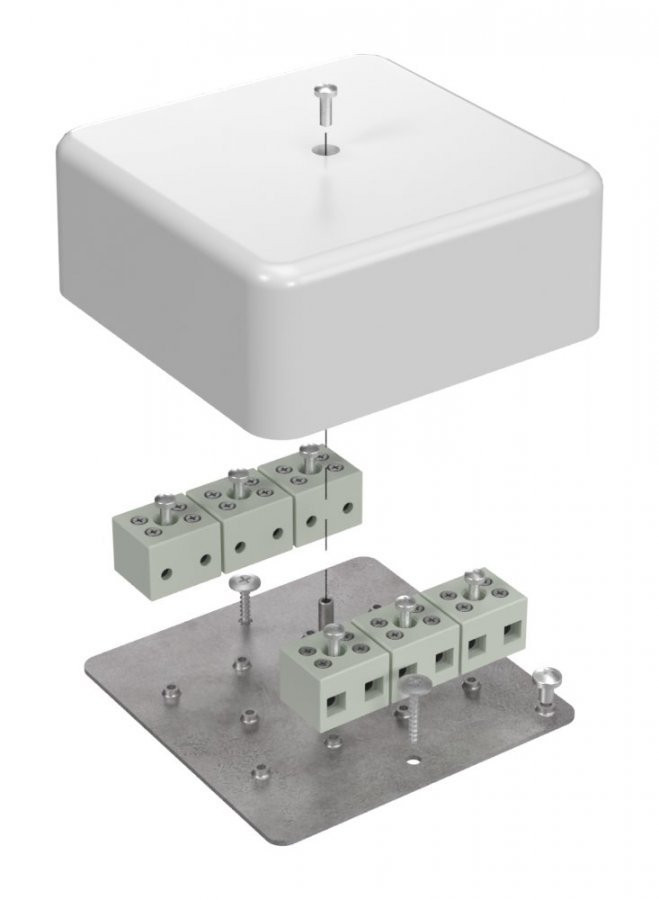 Коробка огнестойкая для кабель-канала Е15-Е60 (латунь) RAL9003 103х103х45 (40-0470-FR6.0-12-Е60) (Промрукав) Коробка огнестойкая для открытой установки