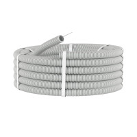 Труба ПВХ тяжелая серая D50 (91550) Труба гофрированная с протяжкой, не распространяющая горение