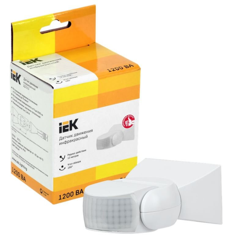 Датчик движения ДД 013 1200Вт 180гр 12м IP54 белый (LDD10-013-1100-001) Датчик движения