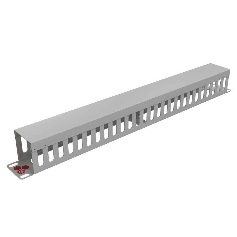 SA 0021.011 (19715s) Кабельный органайзер 19" 1U с крышкой, металлический, цвет серый (RAL7035)