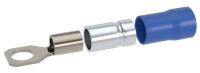 Наконечник НКИ 1,5-2,5 М4 (D4,3мм) с отверстием под винт (100 шт) (2B4P-DS-PVC) Наконечник с отверстием под винт и изолированным фланцем ПВХ, двойная гильза