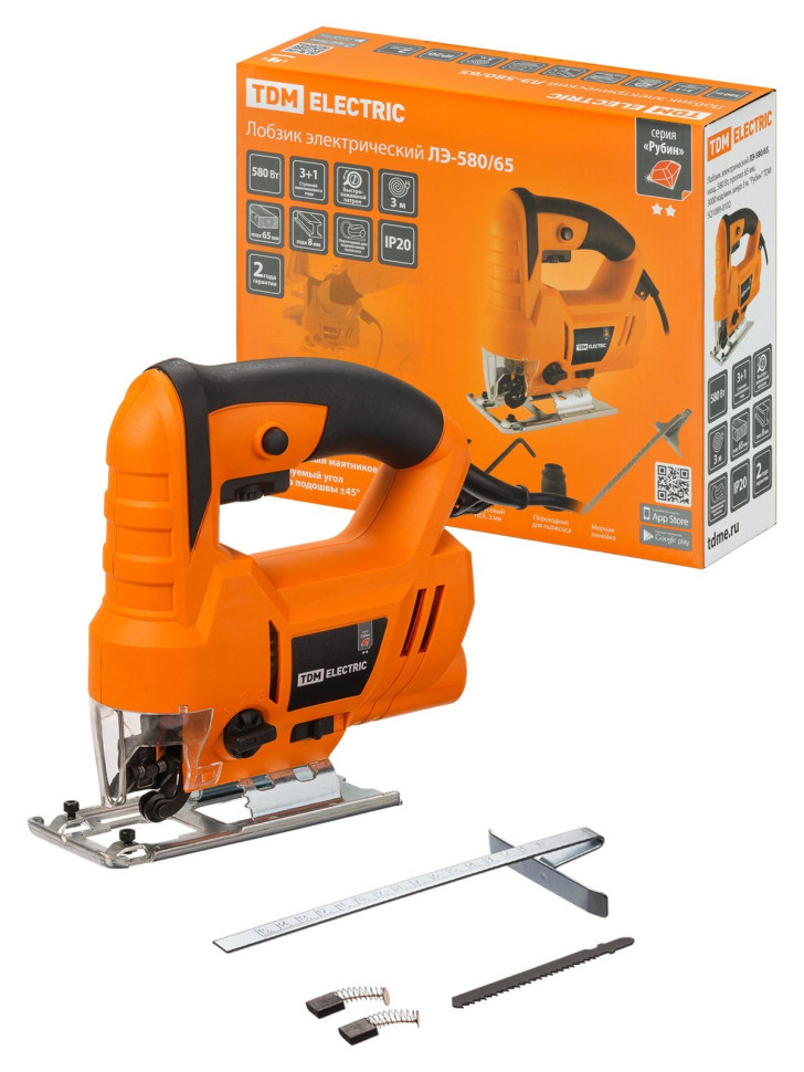 ЛЭ-580/65, 580Вт, пропил 65мм, 3000 ход/мин, шнур 3м "Рубин" ТDM (SQ1089-0102) Лобзик электрический