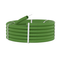 Труба ПВХ легкая зеленая D20 (91920G) Труба гофрированная с протяжкой, не распространяющая горение