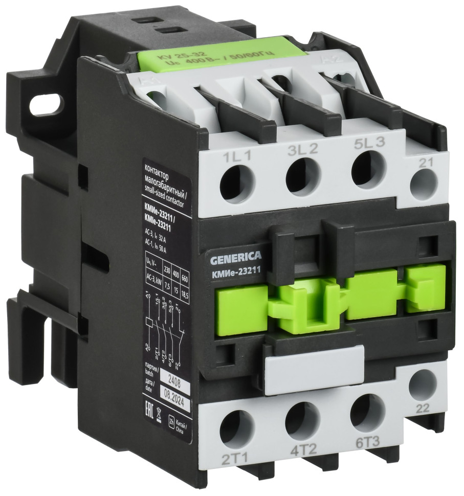 Контактор КМИе-23211 32А 230В/АС3 1NC GENERICA (KKME21-032-230-01) Контактор