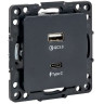 Стокгольм Механизм розетки с 2USB type-A + type-C черный (EZR-2USB-type-C) Механизм розетки с 2USB