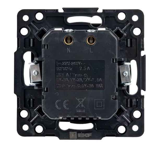 Стокгольм Механизм розетки с 2USB type-A + type-C черный (EZR-2USB-type-C) Механизм розетки с 2USB