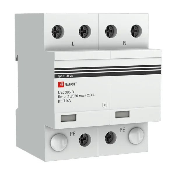 Limp 25kA (10/350μs) 2P тип 1 (spd-t1-25-2p) Устройство защиты от импульсных перенапряжений