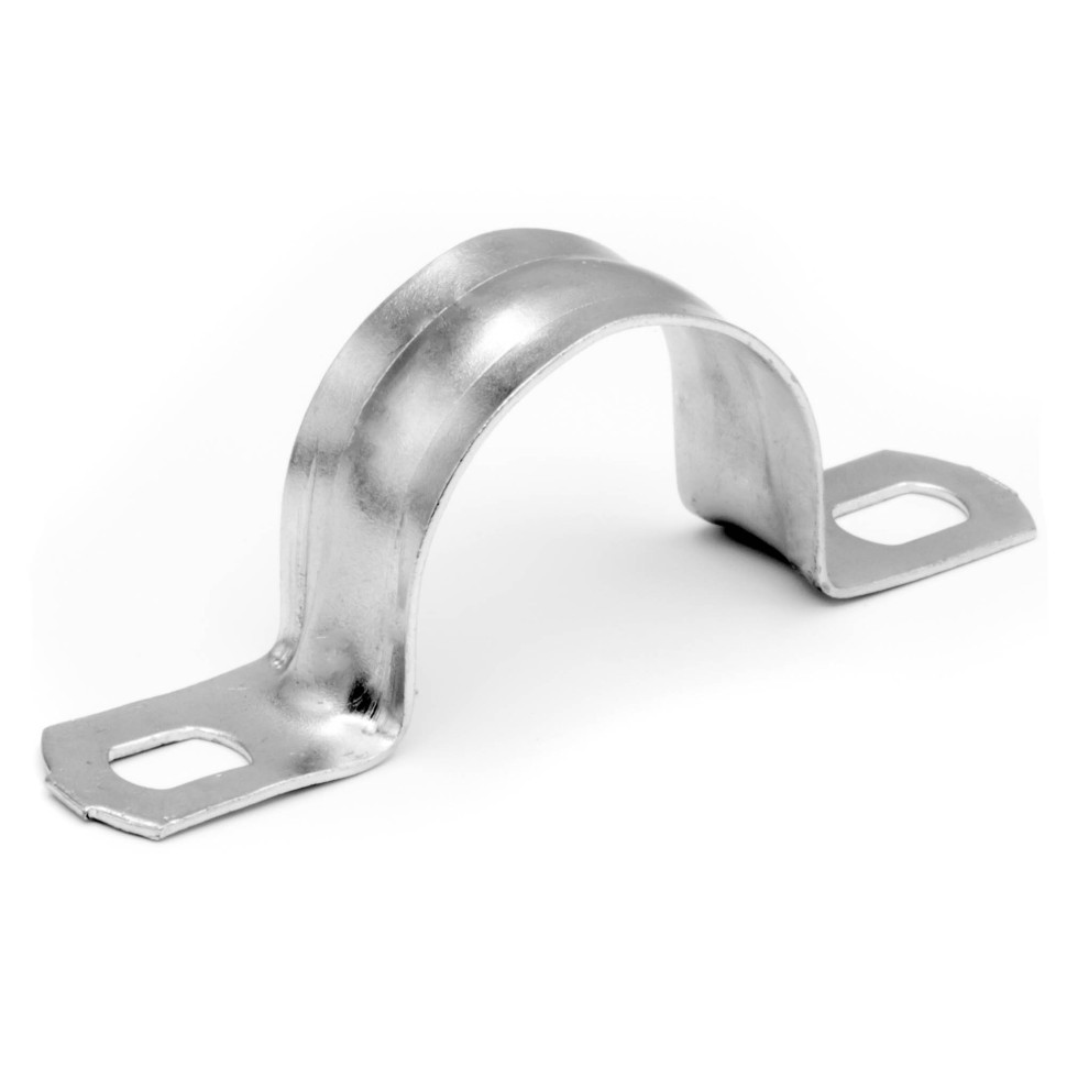 Скоба двухлапковая D25 с крепежными отверстиями 6,5х5 мм (100 шт) (H25DH6.5х5) Скоба двухлапковая оцинкованная