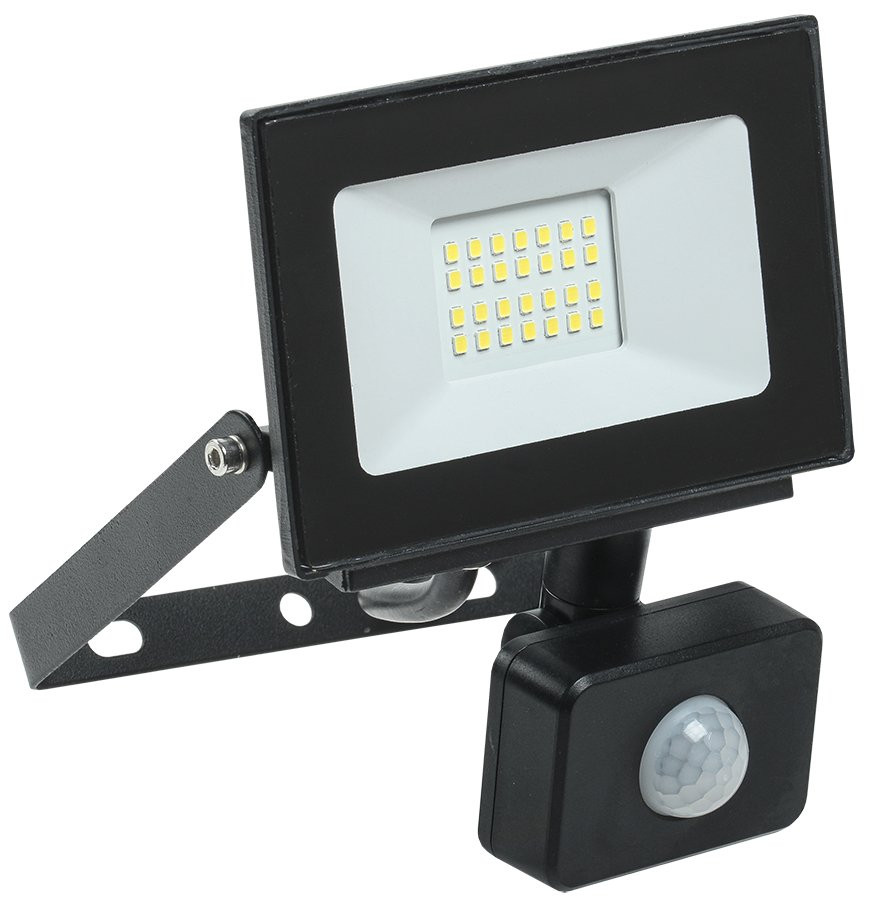 Прожектор светодиодный с датчиком движения СДО 06-20Д IP54 6500K черный (LPDO602-20-65-K02) Прожектор светодиодный