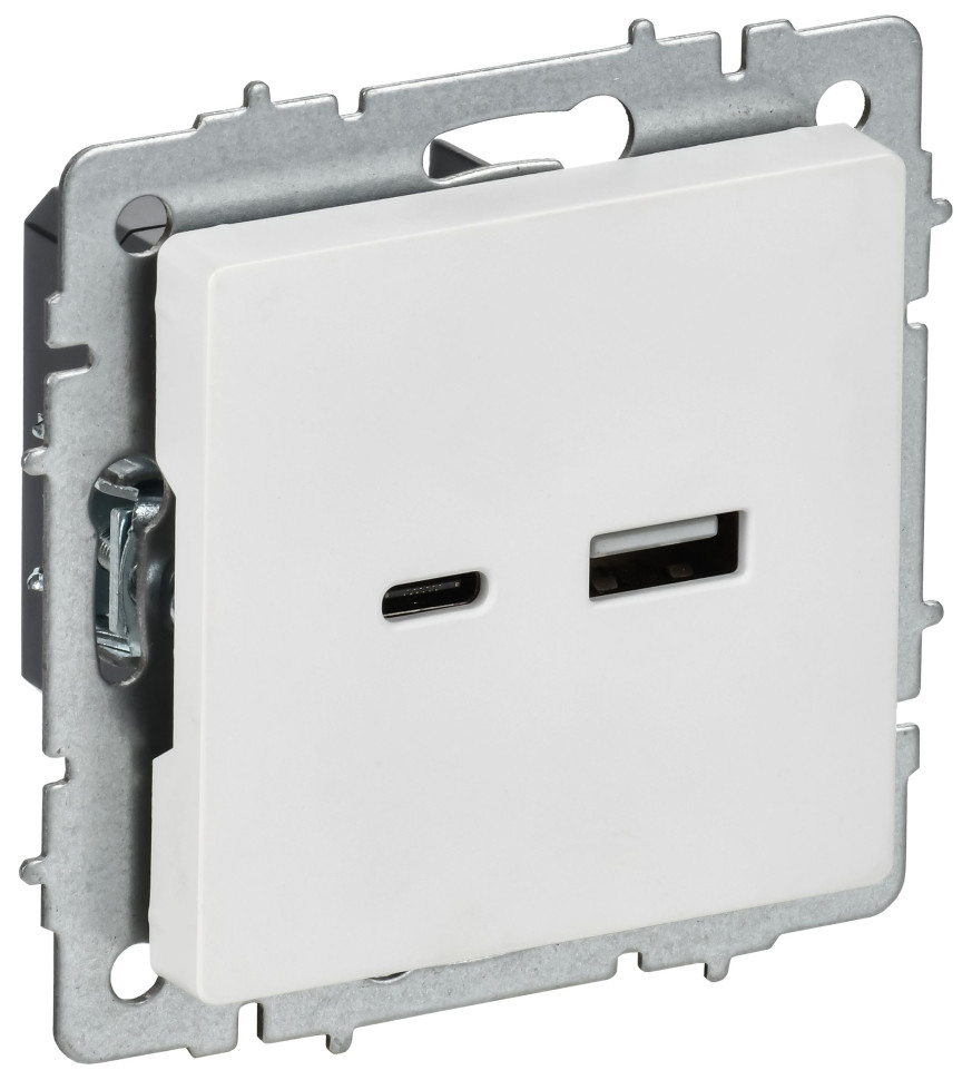Розетка USB BRITE A+C 18Вт РЮ11-1-БрАБ скрытой установки арктический белый (BR-U22-018-K91) Розетка USB