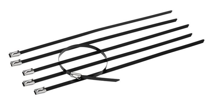 Хомут-стяжка стальная с полимерным покрытием REXANT 300x4,6 мм, 50 шт (07-0308-5) Хомут из нержавеющей стали