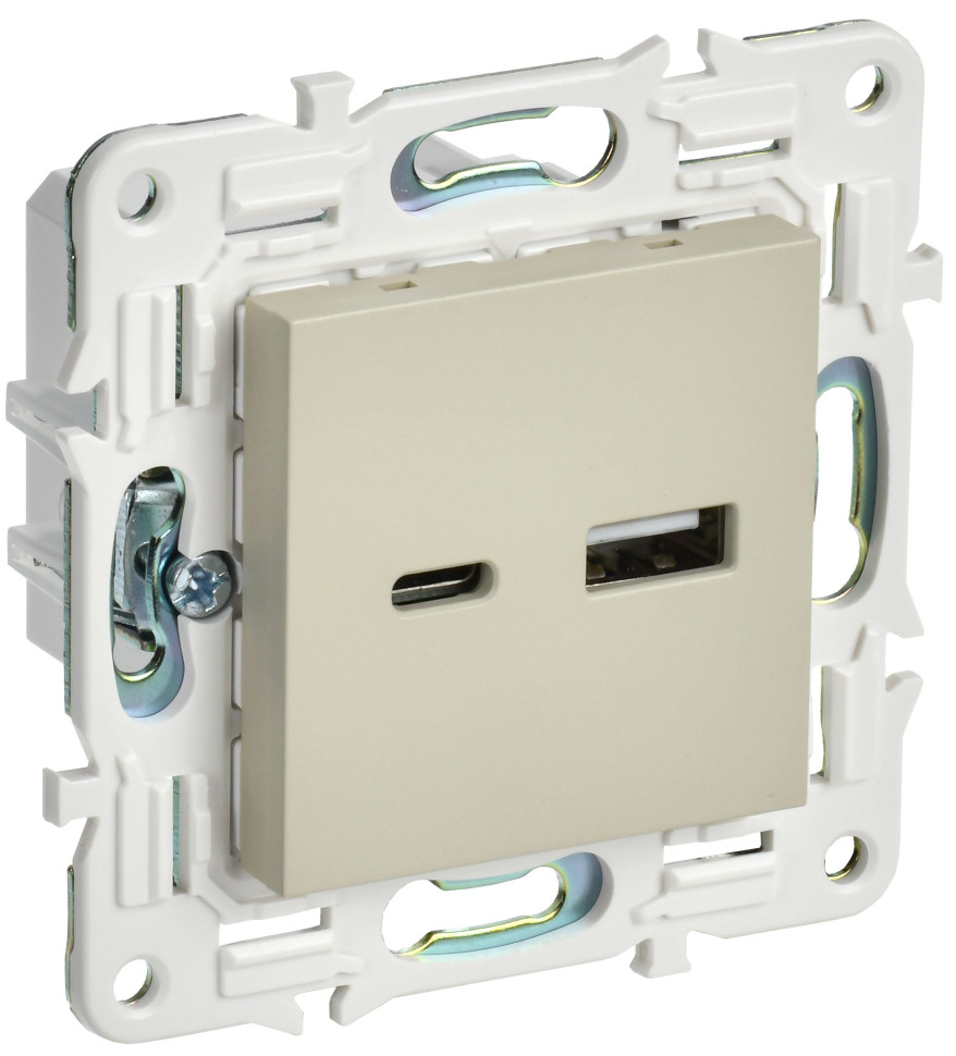 SKANDY Розетка USB A+C 3,1А SK-R14B скрытой установки бежевый (SK-U22-D31-K10) Розетка USB