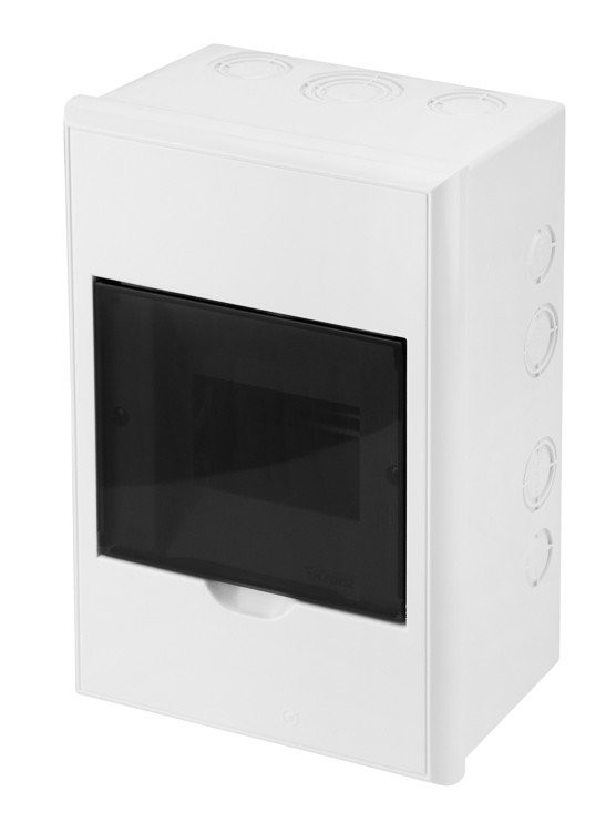 Бокс пластиковый ЩРН-П-4 IP41 белый, навесной, черная прозрачная дверь. KRANZ (KR-11-0304) Корпус пластиковый