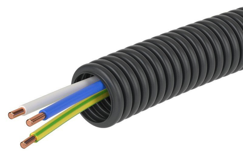 Труба ПНД D16 + ПуВ 3х2,5 (ГОСТ+) (7V71650) Труба гофрированная с кабелем