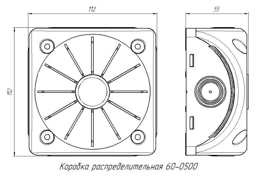 Коробка распределительная для видеокамер двухкомпонентная безгалогенная (HF) серая 100х100х50 с пластиной монтажной (60-0500-П) (Промрукав) Коробка распределительная