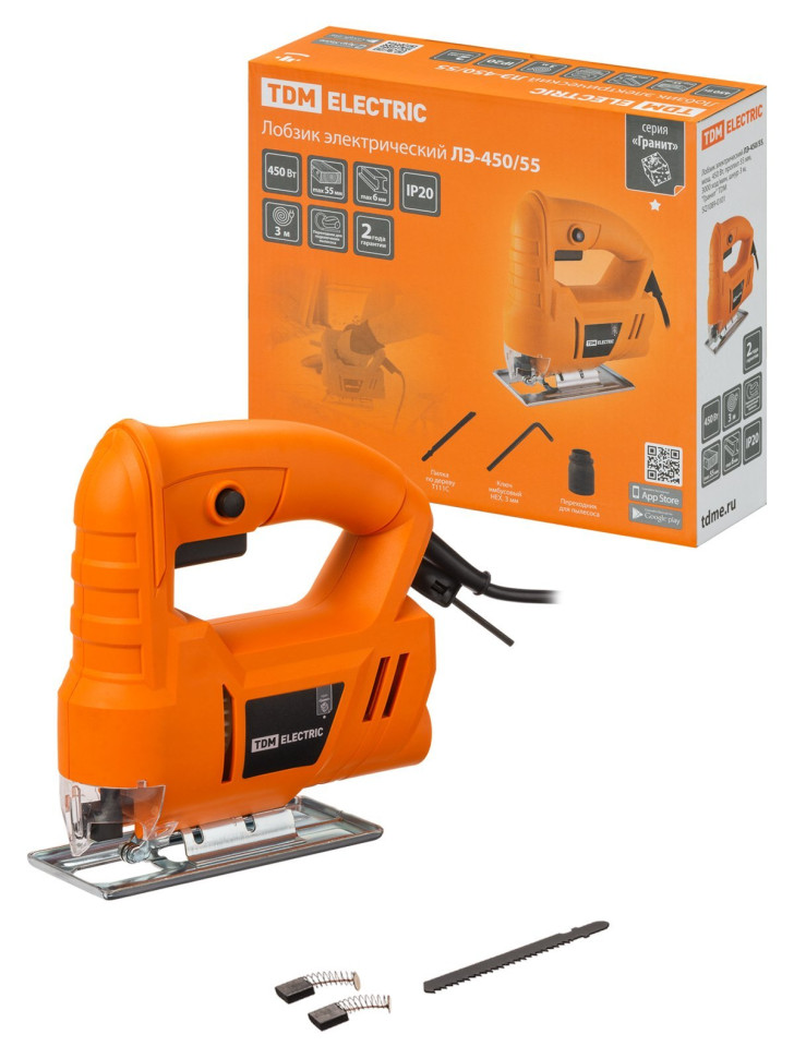 ЛЭ-450/55, 450 Вт, пропил 55мм, 3000 ход/мин, шнур 3м "Гранит" ТDM (SQ1089-0101) Лобзик электрический