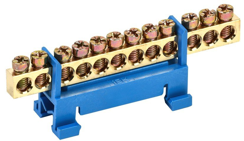 Шина N "ноль" на DIN-изоляторе типа "Стойка" ШНИ-6х9-12-С-С (YNN10-69-12P-K07) Шина на DIN-изолятор