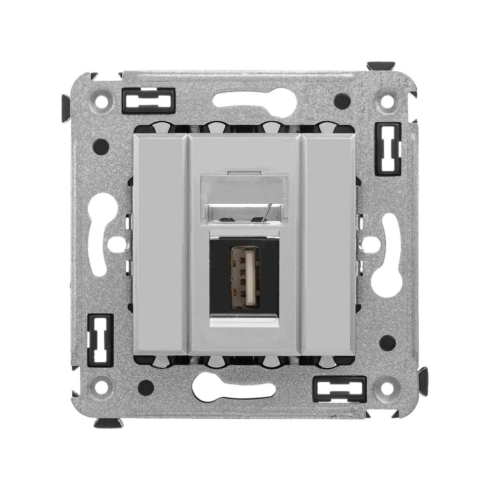 Розетка USB 2.0 одинарная в стену, тип А-А, закаленная сталь, Avanti (4404403) Розетка USB 2.0 одинарная в стену