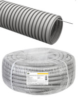 Труба ПВХ легкая серая с протяжкой D25 ELASTA (CTG20-25-K41-050I) Труба гофрированная, не распространяющая горение