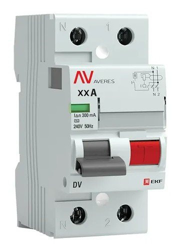 DV 2P 80А/300мА (AC) AVERES (rccb-2-80-300-ac-av) Выключатель дифференциального тока (УЗО)