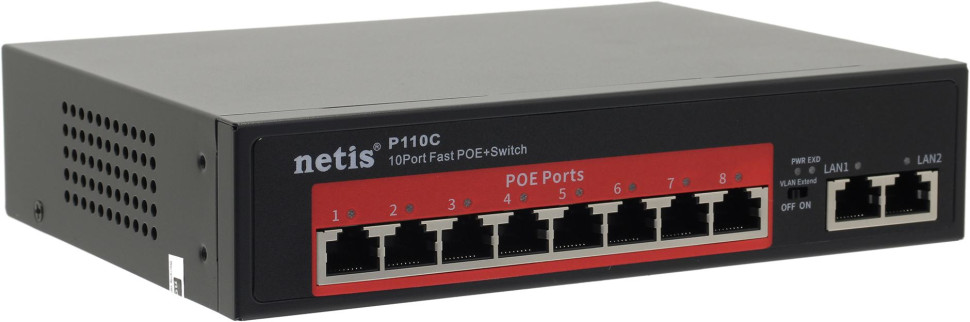 Netis P110C Коммутатор сетевой PoE неуправляемый