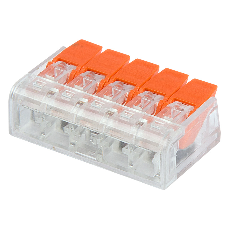 Универсальная компактная клемма СМК 221-415, 5-проводная до 4,0 мм² REXANT (07-5205) Клеммник для провода