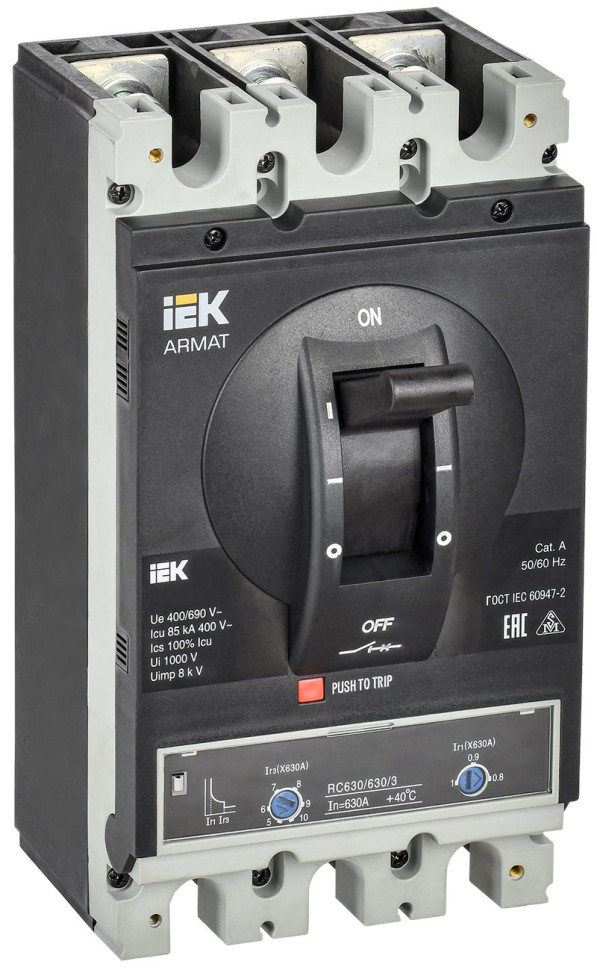 Автоматический выключатель в литом корпусе 3P, I, 85кА 630А ARMAT (AR-MCCB-3I-085-0630A-ATUC) Автоматический выключатель в литом корпусе