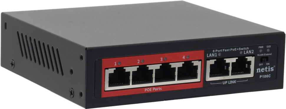 Netis P106C Коммутатор сетевой PoE неуправляемый