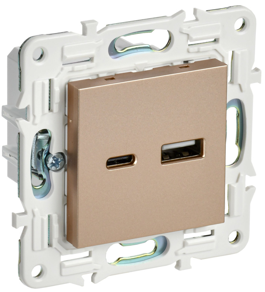SKANDY Розетка USB A+C 18Вт SK-R13Sa скрытой установки песочный (SK-U22-018-K98) Розетка USB