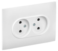 SKANDY Розетка 2-местная в сборе SK-R09W без заземления с защитными шторками скрытой установки 10А арктический белый (SK-R23-10-K01-F) Розетка с защитными шторками