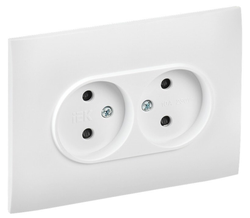 SKANDY Розетка 2-местная в сборе SK-R09W без заземления с защитными шторками скрытой установки 10А арктический белый (SK-R23-10-K01-F) Розетка с защитными шторками