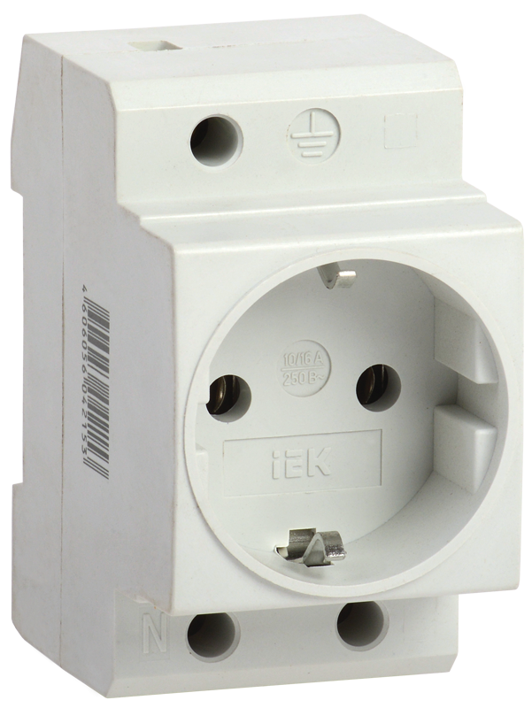 Розетка РАр10-3-ОП с заземлением на DIN-рейку белая (MRD10-16) Розетка