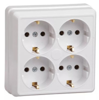 Розетка 4-местная OKTAVA РС24-3-ОБ с заземлением открытой установки 16А белый (ERO41-K01-16-DC) Розетка