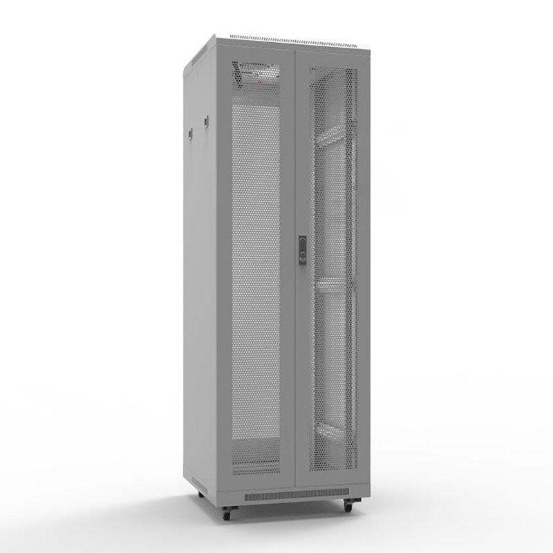 Шкаф напольный 19" 42U 600х800мм, передняя и задняя распашные перфорированные двери, RAL7035 REXANT (04-2361) Шкаф телекоммуникационный 19" напольный 42U