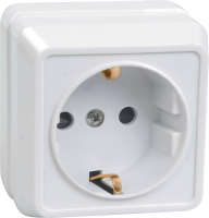 Розетка 1-местная OKTAVA РС20-3-ОБ с заземлением открытой установки 16А белый (ERO11-K01-16-DC) Розетка