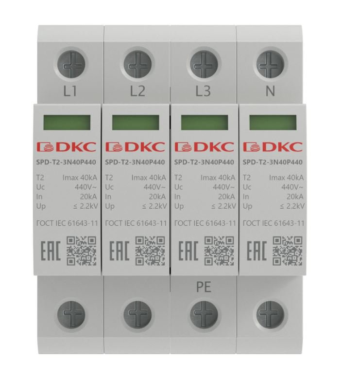 УЗИП, тип 2, 4P Imax 40kA Un 440V (SPD-T2-3N40P440) Устройство защиты от импульсных перенапряжений