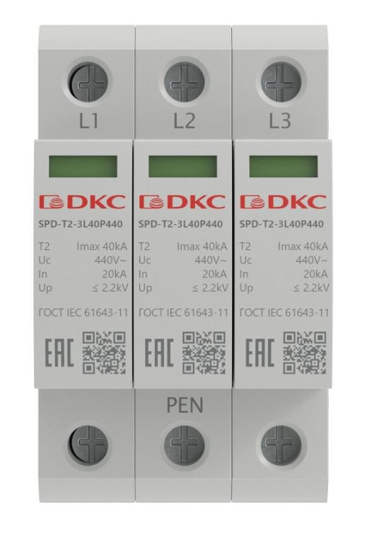 УЗИП, тип 2, 3P Imax 40kA Un 440V (SPD-T2-3L40P440) Устройство защиты от импульсных перенапряжений