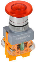Кнопка управления D7-MDZS "Грибок" d=22мм с подсветкой и фиксацией красная GENERICA (BBG50-11MDZS-3-11-K04-G) Кнопка управления