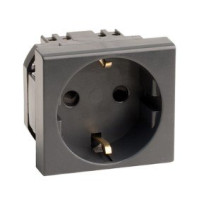 Розетка силовая Viva 2 модуля черная(45205) Розетка силовая штекерная с заземлением и со шторками