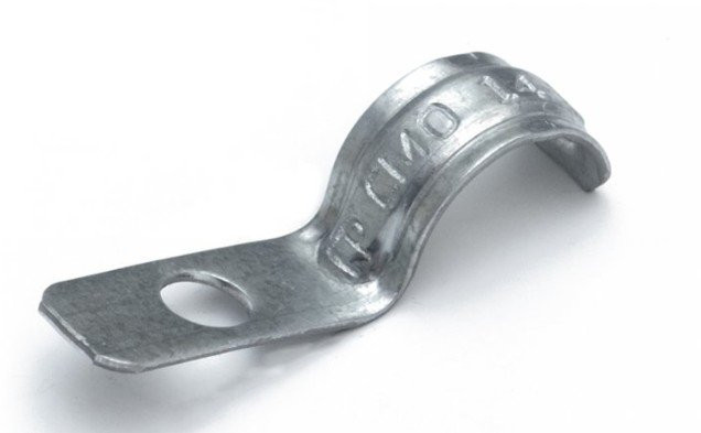 Скоба металлическая однолапковая усиленная противопожарная СМОУ d14-15 мм отв. d 6,5 мм (100 шт) (PR13.02423) Скоба металлическая