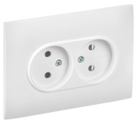 SKANDY Розетка 2-местная в сборе SK-R10W без заземления без защитных шторок скрытой установки 10А арктический белый (SK-R20-10-K01-F) Розетка без защитных шторок